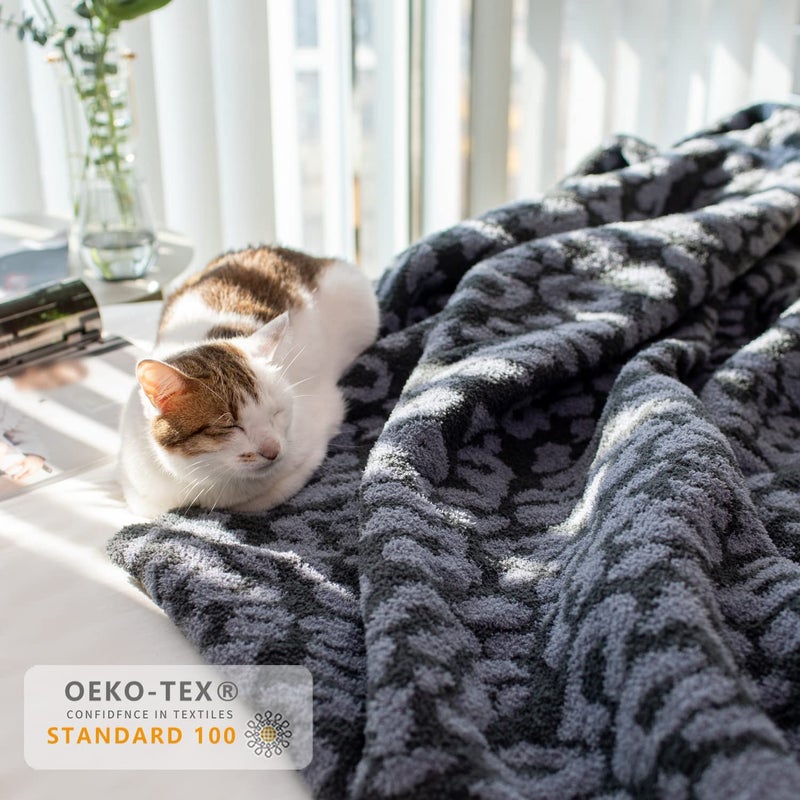 MH MYLUNE HOME Ultra Soft Leopard Throw Blanket (50x60 inches) Microfiber Blanket Plush Warm Reversible Cheetah Blanket Leopard Pattern Throw for Couch Bed Sofa - Dark Blue and Charcoal Gray, 50"x60" - Image 4
