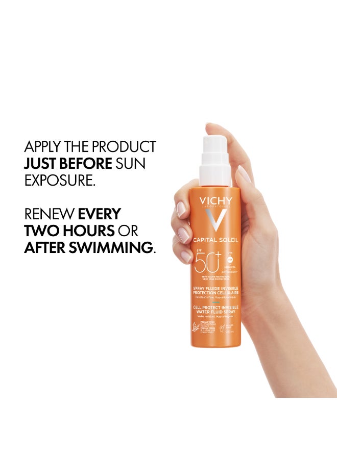 VICHY Capital Soleil Invisible Fluid Sunscreen Spray SPF50+ for Face and Body 200ml - Image 5