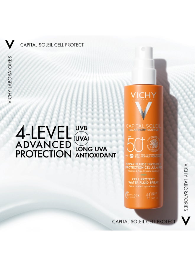 VICHY Capital Soleil Invisible Fluid Sunscreen Spray SPF50+ for Face and Body 200ml - Image 4
