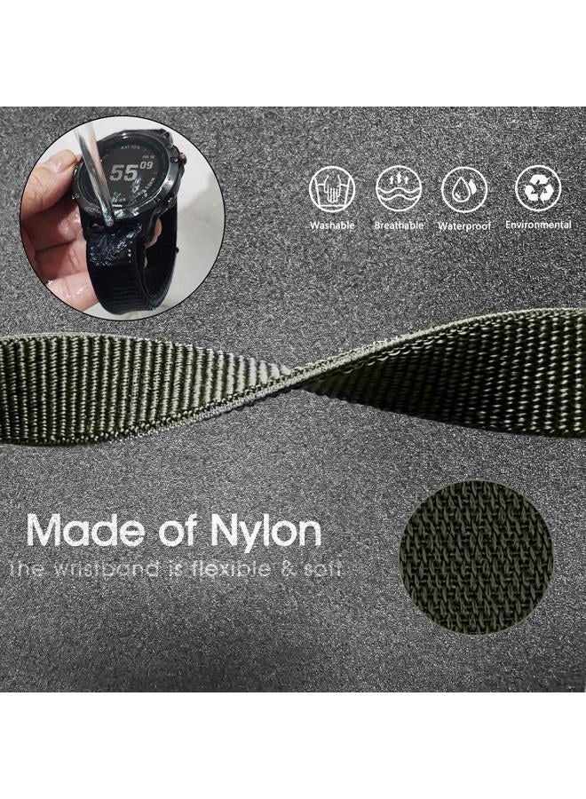 Abanen 22mm Nylon Hook and Loop Quick Dry Watch Band for Garmin Fenix 6/5/7/EPIX 2, Dark Green, 5.11-9.05 inch (130mm-230mm) Wristband Strap - Image 4