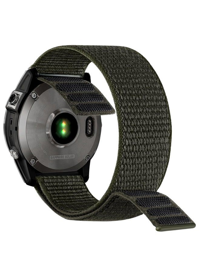 Abanen 22mm Nylon Hook and Loop Quick Dry Watch Band for Garmin Fenix 6/5/7/EPIX 2, Dark Green, 5.11-9.05 inch (130mm-230mm) Wristband Strap - Image 2
