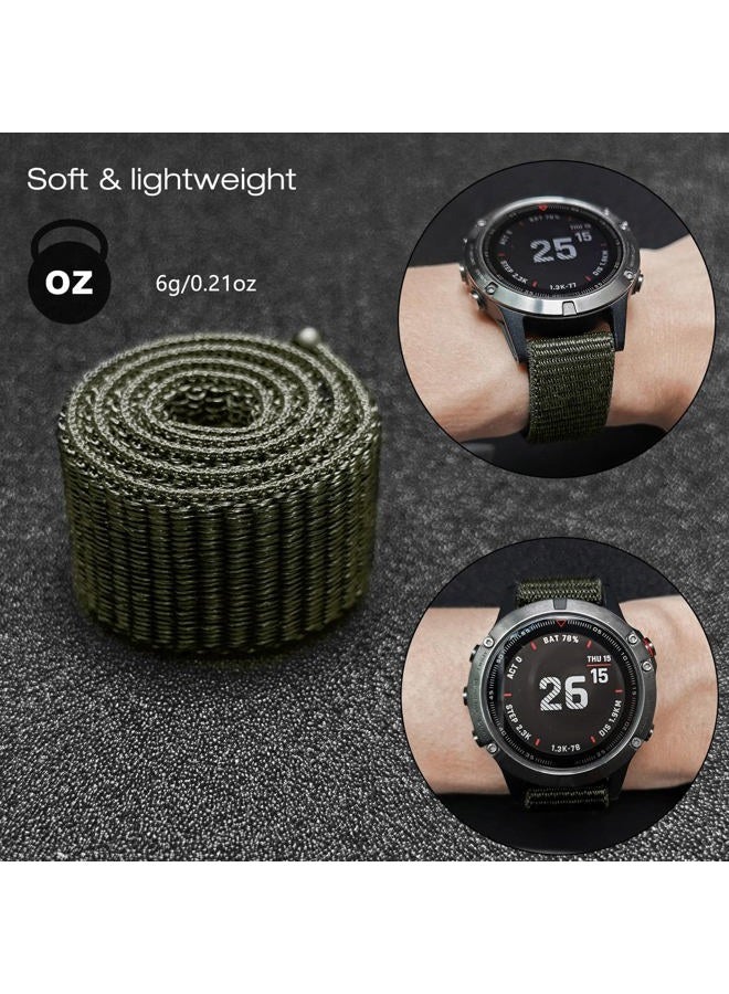 Abanen 22mm Nylon Hook and Loop Quick Dry Watch Band for Garmin Fenix 6/5/7/EPIX 2, Dark Green, 5.11-9.05 inch (130mm-230mm) Wristband Strap - Image 5