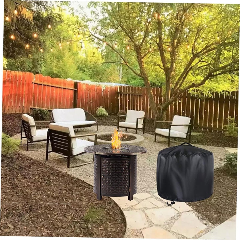 Abaodam Round Fire Pit Cover Outdoor Patio Fireplace Protector Easy-Clean Heavy Duty Fire Pit Dust and Weather Resistant Cover for Park Use - Image 5