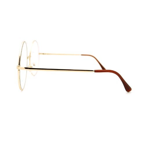 JuicyOrange Super Oversized Round Circle Frame Clear Lens Glasses Gold, Large - Image 5