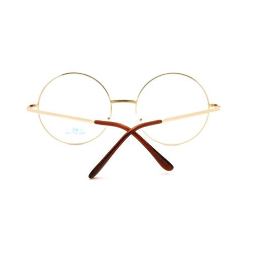 JuicyOrange Super Oversized Round Circle Frame Clear Lens Glasses Gold, Large - Image 4