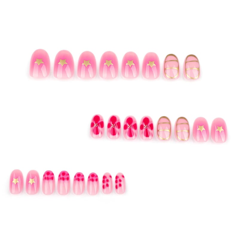 24pcs Almond Flower French Fake Acrylic False, Artificial Glues on for Womens Acrylic Glues on for Women Clear - Image 5