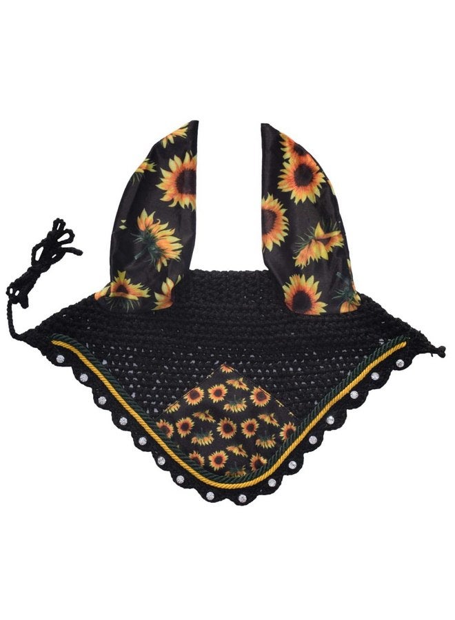 غطاء رأس على شكل أذن حصان عباد الشمس وشبكة أذن وحجاب ذباب وقناع كروشيه لملابس الفروسية الفاخرة كاملة/كاملة/صغيرة (حصان/كامل)