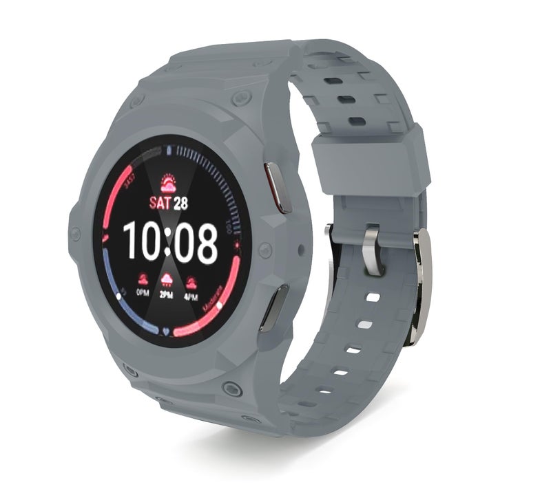 Yrzper Compatible for Samsung Galaxy Watch 7 6 5 4 44mm 40mm Band with Case Wristbands Shockproof Durable Rugged Protective Silicone Replacement Watch Strap Drop-proof Cover for Men Women (Gray, 44mm) - Image 1
