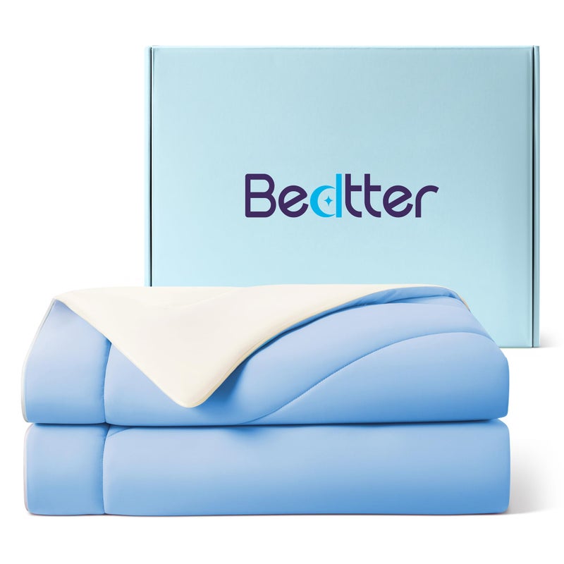Bedtter Cooling Comforter King Size â€“ Lightweight Cooling Blanket for Hot Sleepers, Double-Sided Breathable Summer Comforter, 106â€ x 90â€, Blue - Image 1