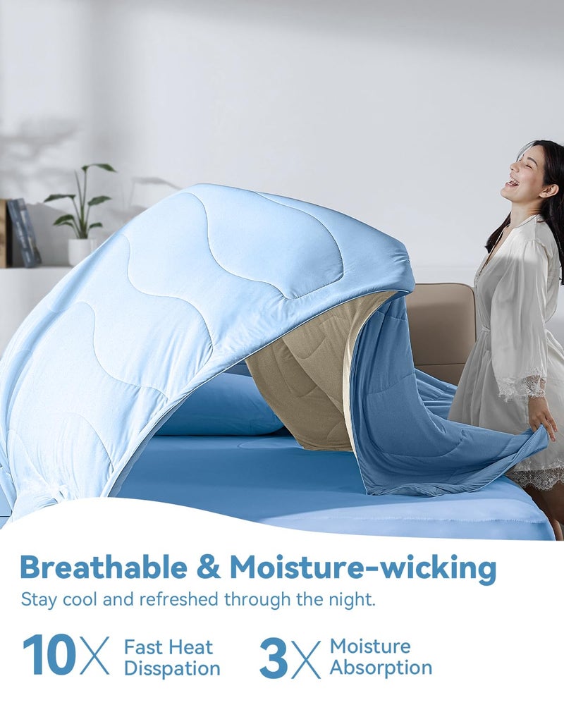Bedtter Cooling Comforter King Size â€“ Lightweight Cooling Blanket for Hot Sleepers, Double-Sided Breathable Summer Comforter, 106â€ x 90â€, Blue - Image 4