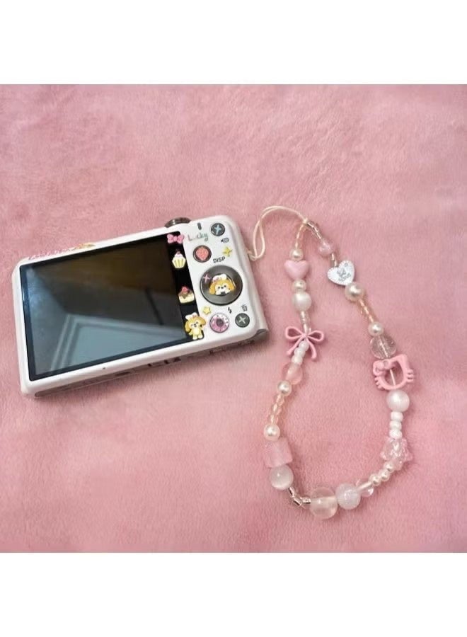 واي جيه سلسلة هاتف كيوتي من اللؤلؤ الخرزي، حزام معصم لهاتف محمول مزين بعقدة لطيفة - Image 5