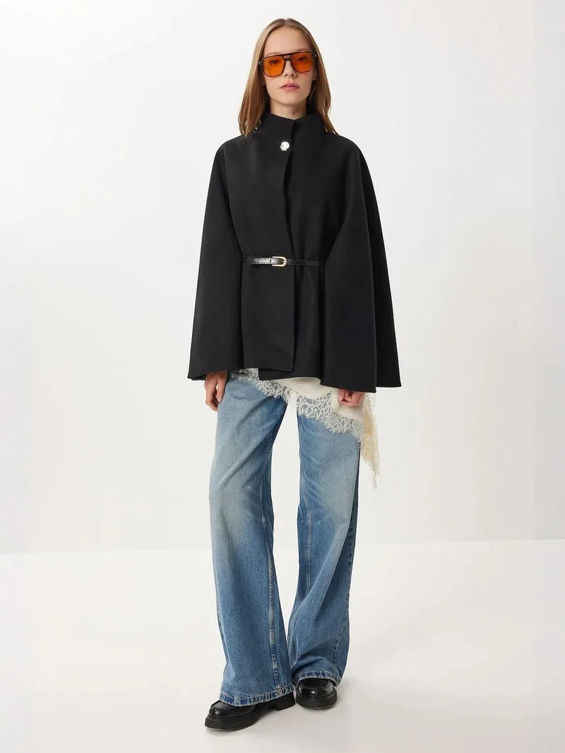 Lovely Istanbul ISTANBUL Textured Pancho with Belt