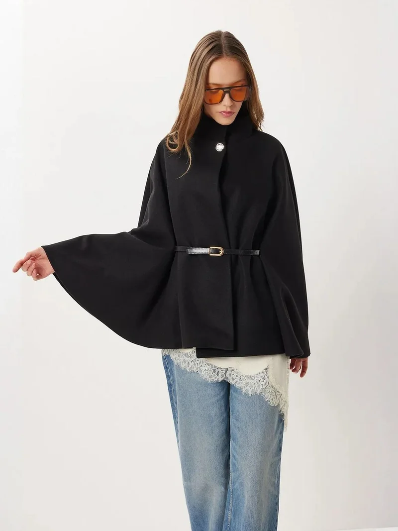 Lovely Istanbul ISTANBUL Textured Pancho with Belt