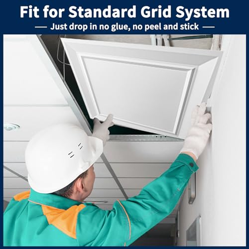 Art3dwallpanels Ceiling Tiles 24 x 24 Drop Ceiling Tiles, 12 Pack Drop in High Grade PVC Wall Panels, Fire Rated, Waterproof, Light Weight, Cover 48 Sq.Ft, White - Image 5