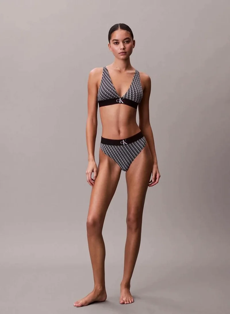 Calvin Klein MINI STEPPING LOGO BLACK Triangle Bralette - Graphic Monogram Microfibre Stretch for Women | Best Price UAE