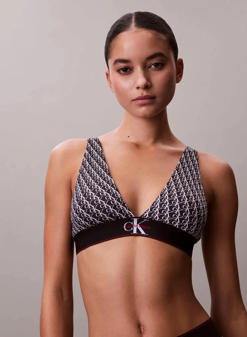 Calvin Klein MINI STEPPING LOGO BLACK Triangle Bralette - Graphic Monogram Microfibre Stretch for Women | Best Price UAE