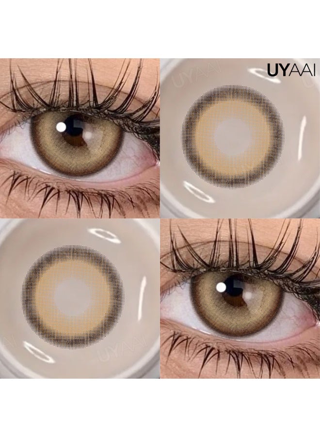 يواي عدسات لاصقة ملونة سنوية باللون البني الكراميل من أوكي - عدسات تجميلية للجنسين - عدسات موضة طبيعية - محتوى الرطوبة 42% - Image 4