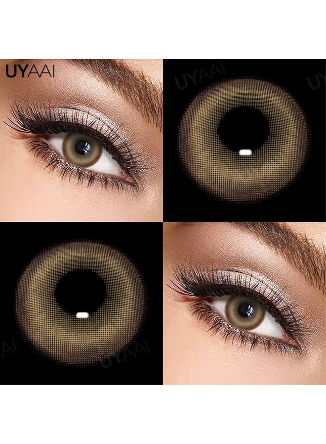 يواي عدسات لاصقة ملونة سنوية باللون البني الكراميل من أوكي - عدسات تجميلية للجنسين - عدسات موضة طبيعية - محتوى الرطوبة 42% - Image 3
