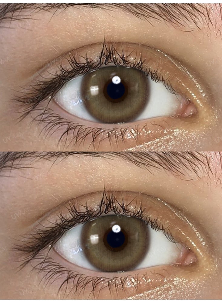 UYAAI Aoki Caramel Brown Lenses Yearly Colored Contact Lenses, Unisex Cosmetic Contact Lenses, Natural Fashion Lenses, 42% Water - Image 3