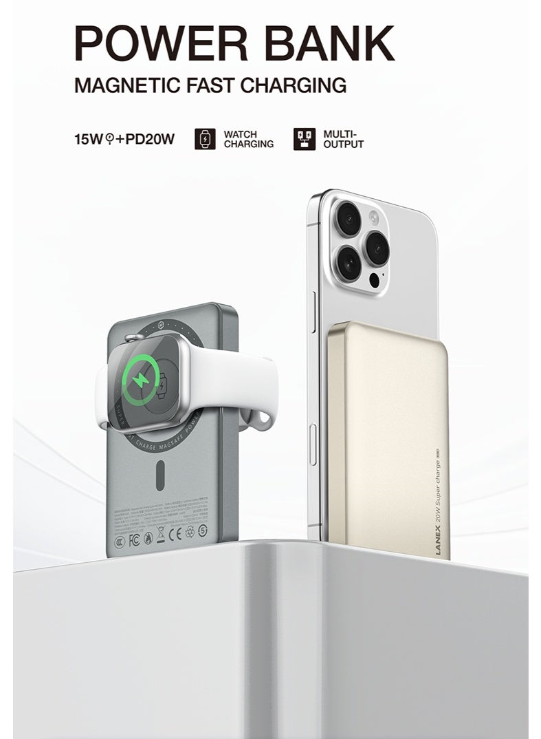 lanex N28 Wireless Power Bank 10,000mAh Fast Charging Portable Charger Multi-charging for devices such as smartphones, tablets, Bluetooth gaming devices, smartwatches, and more Compact and portable design provides instant power to charge your devices anytime, anywhere Space Grey - Image 2