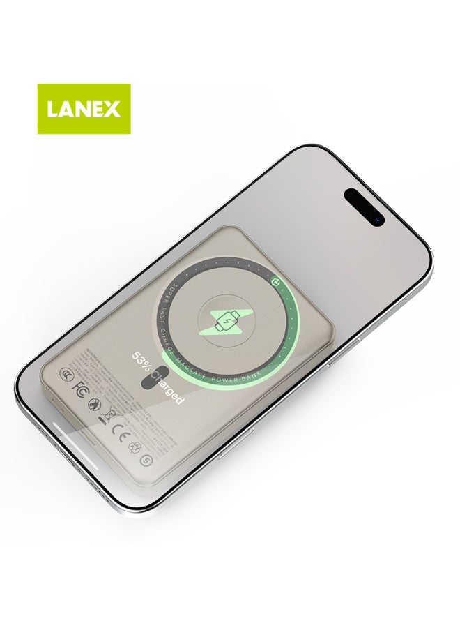 lanex N28 Wireless Power Bank 10,000mAh Fast Charging Portable Charger Multi-charging for devices such as smartphones, tablets, Bluetooth gaming devices, smartwatches, and more Compact and portable design provides instant power to charge your devices anytime, anywhere Space Grey - Image 3