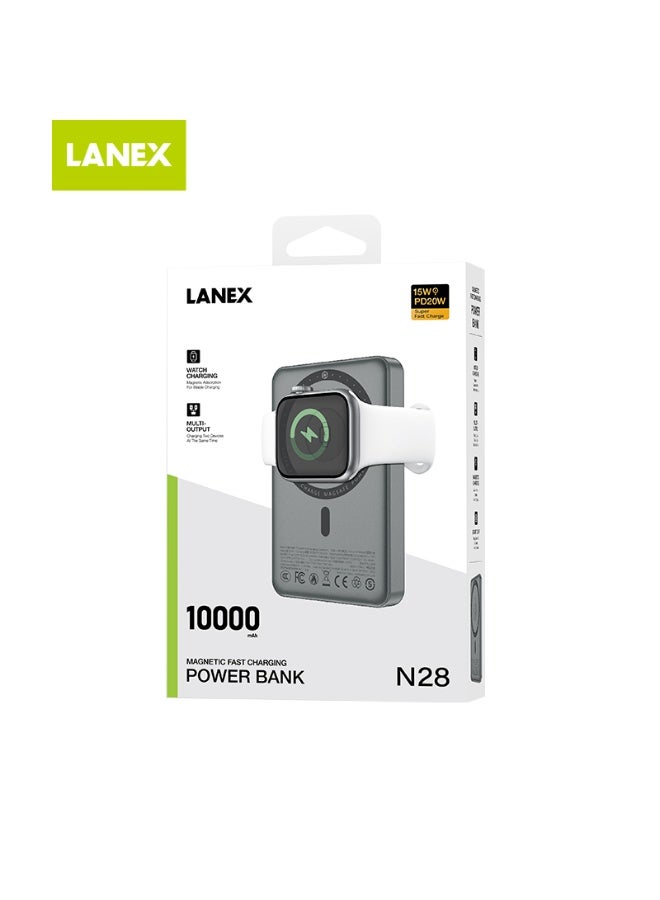 lanex N28 Wireless Power Bank 10,000mAh Fast Charging Portable Charger Multi-charging for devices such as smartphones, tablets, Bluetooth gaming devices, smartwatches, and more Compact and portable design provides instant power to charge your devices anytime, anywhere Space Grey - Image 5