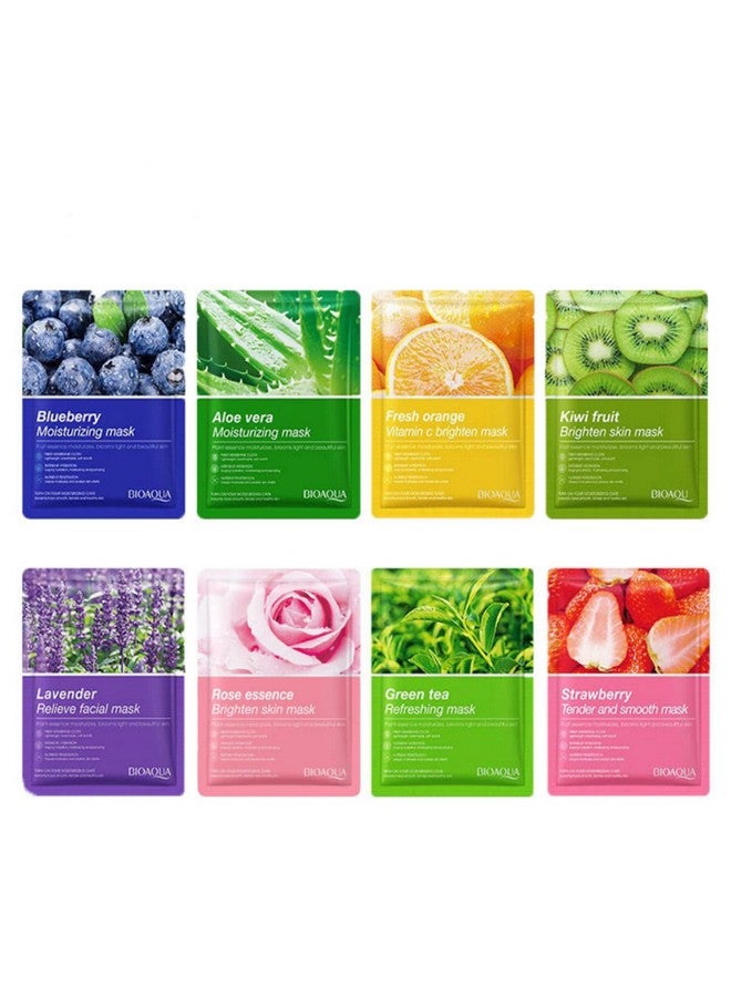 بيو أكوا مستخلص زهرة الفاكهة فيتامين C قناع الوجه جوهر النبات ترطيب غشاء الألياف القماش ترطيب عميق الوجه العناية بالبشرة 25 جرام × 8 قطعة - Image 1