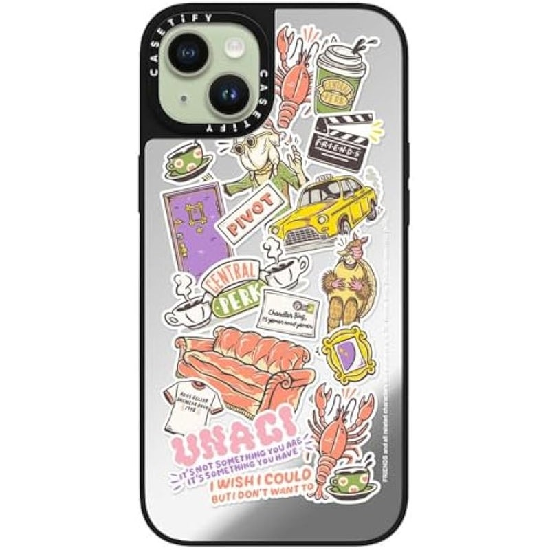 Casetify Mirror iPhone 15 Plus Case 【Friends Co-Lab / 4.9ft Drop Protection/Compatible with Magsafe】 - Sticker - Silver on Black - Image 3