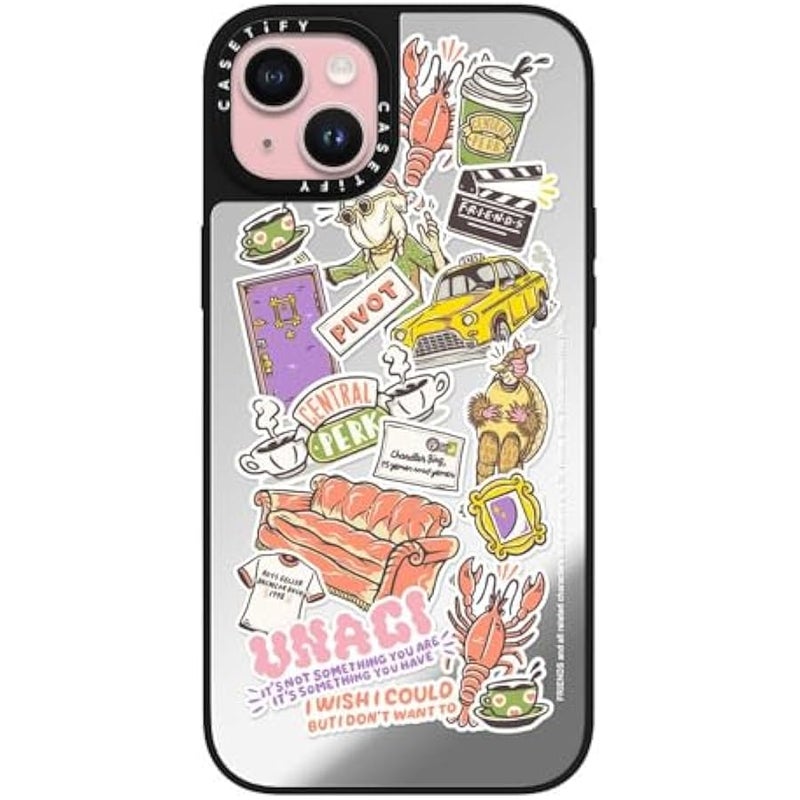 Casetify Mirror iPhone 15 Plus Case 【Friends Co-Lab / 4.9ft Drop Protection/Compatible with Magsafe】 - Sticker - Silver on Black - Image 1