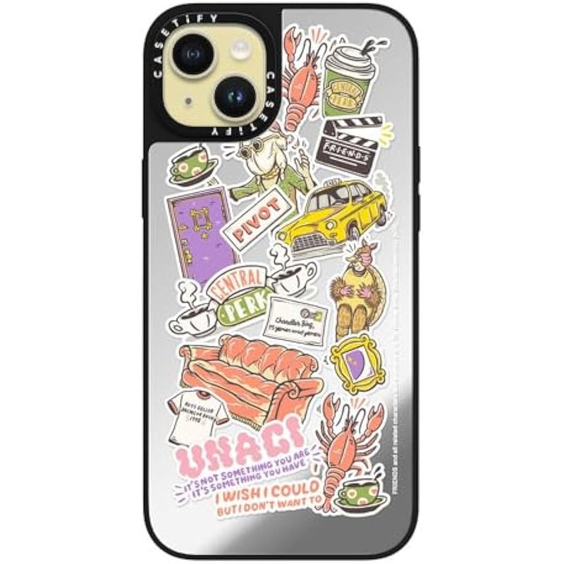 Casetify Mirror iPhone 15 Plus Case 【Friends Co-Lab / 4.9ft Drop Protection/Compatible with Magsafe】 - Sticker - Silver on Black - Image 2