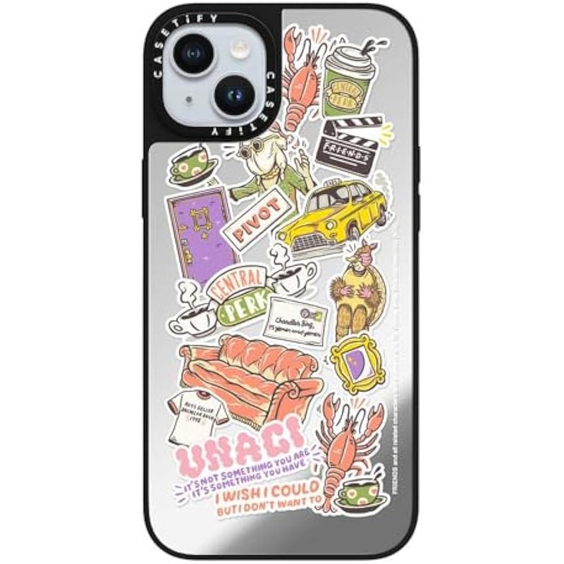 Casetify Mirror iPhone 15 Plus Case 【Friends Co-Lab / 4.9ft Drop Protection/Compatible with Magsafe】 - Sticker - Silver on Black - Image 4
