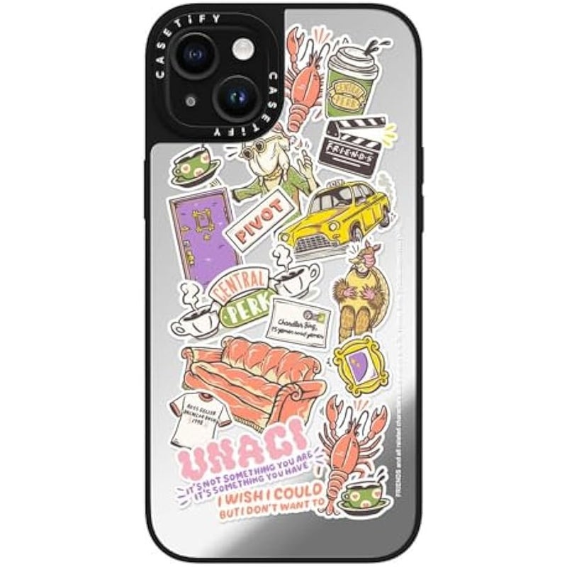 Casetify Mirror iPhone 15 Plus Case 【Friends Co-Lab / 4.9ft Drop Protection/Compatible with Magsafe】 - Sticker - Silver on Black - Image 5