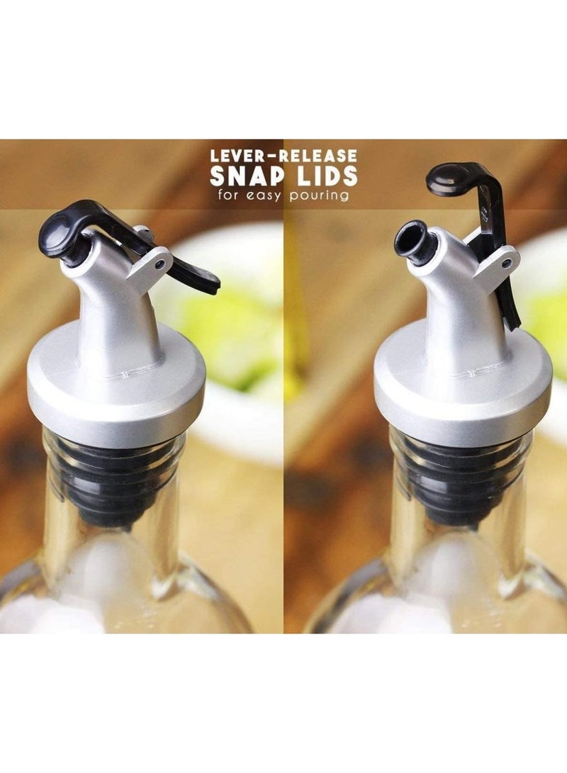 اليسا مجموعة موزع زيت وخل زجاجية فاخرة - زجاجتان مانعتان للتنقيط، سعة 250 مل، مجموعة إبريق محكم الإغلاق للمطبخ وغرفة الطعام - Image 4