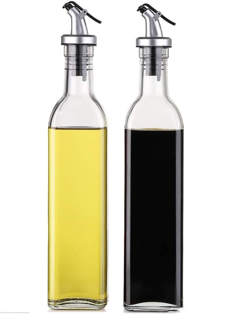 اليسا مجموعة موزع زيت وخل زجاجية فاخرة - زجاجتان مانعتان للتنقيط، سعة 250 مل، مجموعة إبريق محكم الإغلاق للمطبخ وغرفة الطعام - Image 1