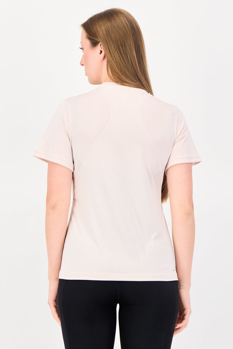 Adidas تي شيرت تدريب قصير الأكمام للنساء، وردي فاتح - Image 3