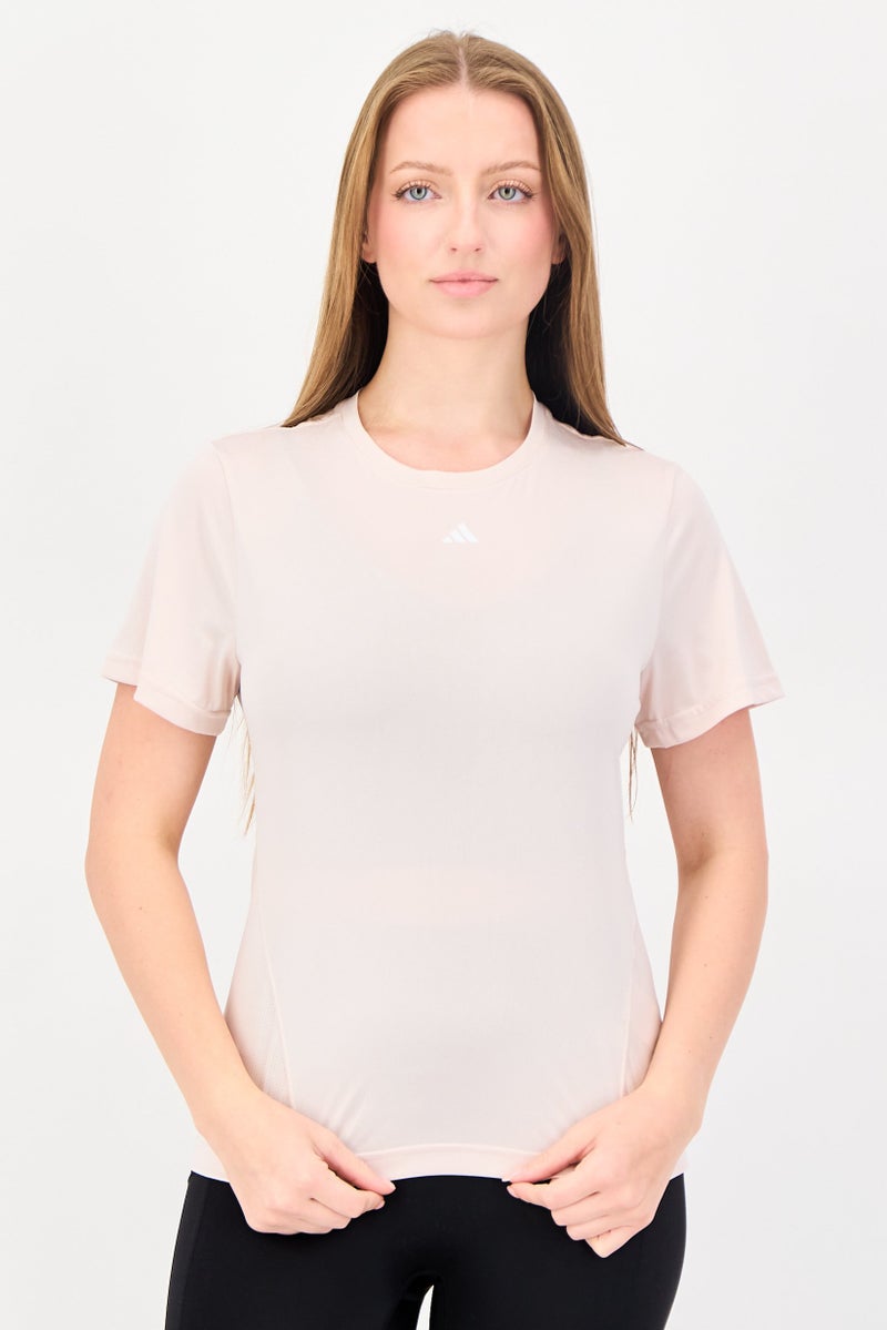 Adidas تي شيرت تدريب قصير الأكمام للنساء، وردي فاتح - Image 1