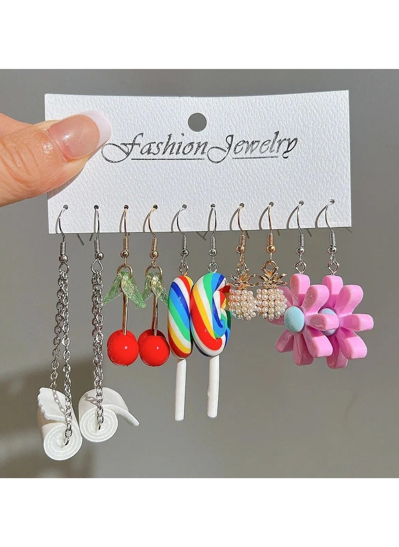 Huitich 5-Piece Cute & Quirky Fashion Earring Set Fun Multicolour Jewelry for Women & Girls  - Image 4