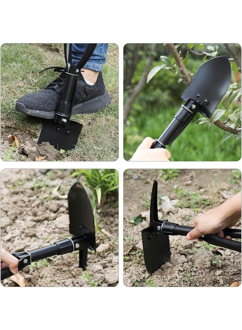 Festive Gallery Collapsible Shovel, Heavy Duty Foldable Shovel, Camping Shovel and Pickax, Entrenching Tool for Gardening, Camping, Mud&Snow, Off Road, Portable Car Emergency kit Black - Image 3