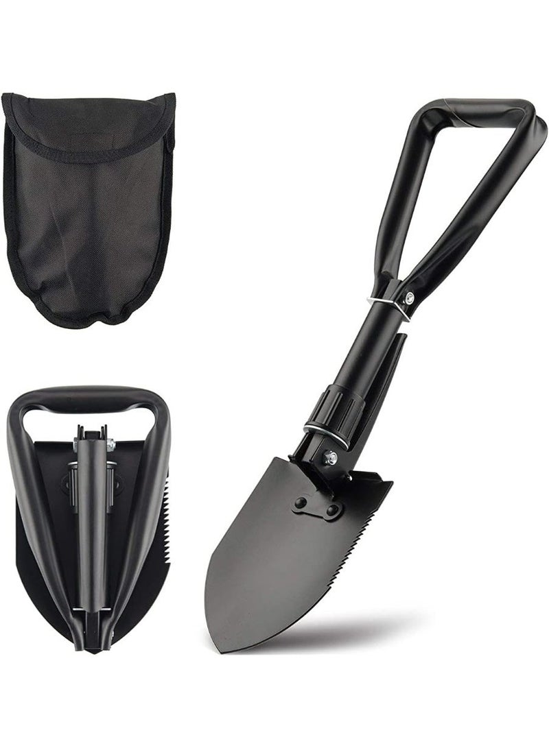 Festive Gallery Collapsible Shovel, Heavy Duty Foldable Shovel, Camping Shovel and Pickax, Entrenching Tool for Gardening, Camping, Mud&Snow, Off Road, Portable Car Emergency kit Black - Image 1