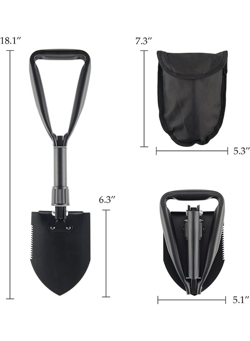 Festive Gallery Collapsible Shovel, Heavy Duty Foldable Shovel, Camping Shovel and Pickax, Entrenching Tool for Gardening, Camping, Mud&Snow, Off Road, Portable Car Emergency kit Black - Image 4