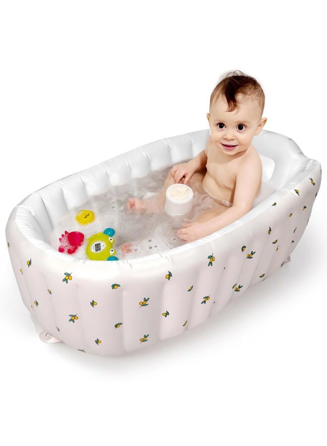 Mink Inflatable Baby Bathtub with Built-in Air Pump, Newborn to Toddler Bath Tub,Portable Travel Shower Basin with Back Support, Deflates and Folds Easily (Olive Bath) - Image 1