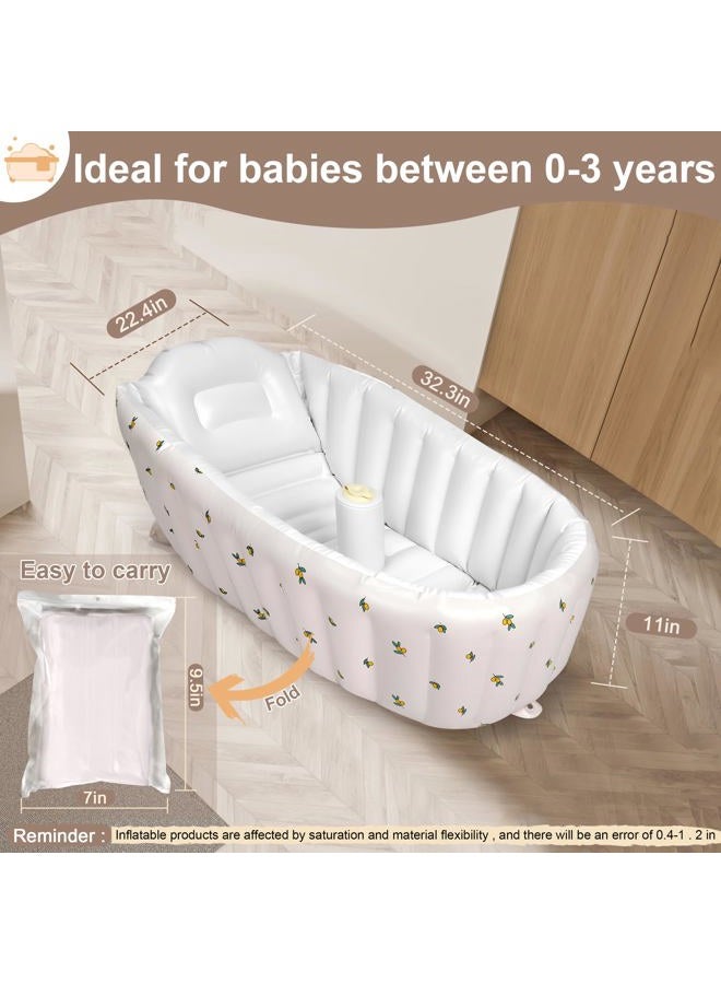 Mink Inflatable Baby Bathtub with Built-in Air Pump, Newborn to Toddler Bath Tub,Portable Travel Shower Basin with Back Support, Deflates and Folds Easily (Olive Bath) - Image 5