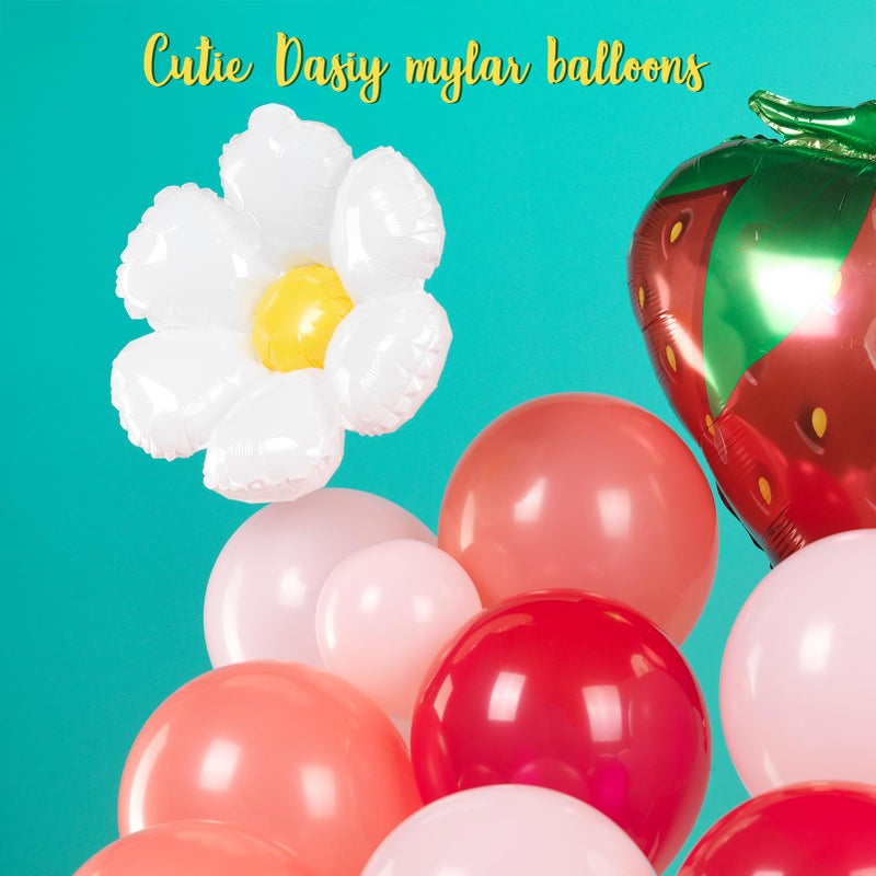 Yeewaka Strawberry balloon garland arch kit 130pcs Red Pink with Strawberry and Daisy mylar balloon for girl baby shower berryfirst 1st birthday Two sweet groovy theme Birthday decorations - Image 5
