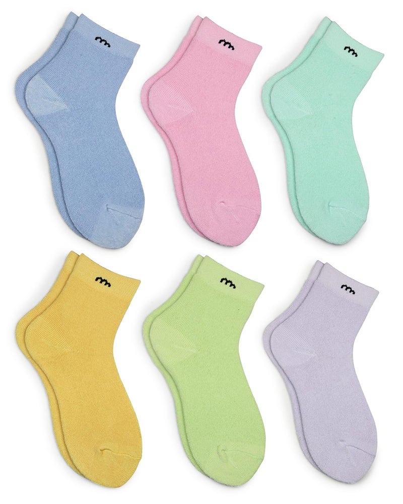 Neska Moda Boys & Girls Pack Of 6 Pair Cotton Ankle Length Socks For 5 To 8 Years (Green,Purple,Pink,Yellow,Blue)-Sk1189 - Image 5