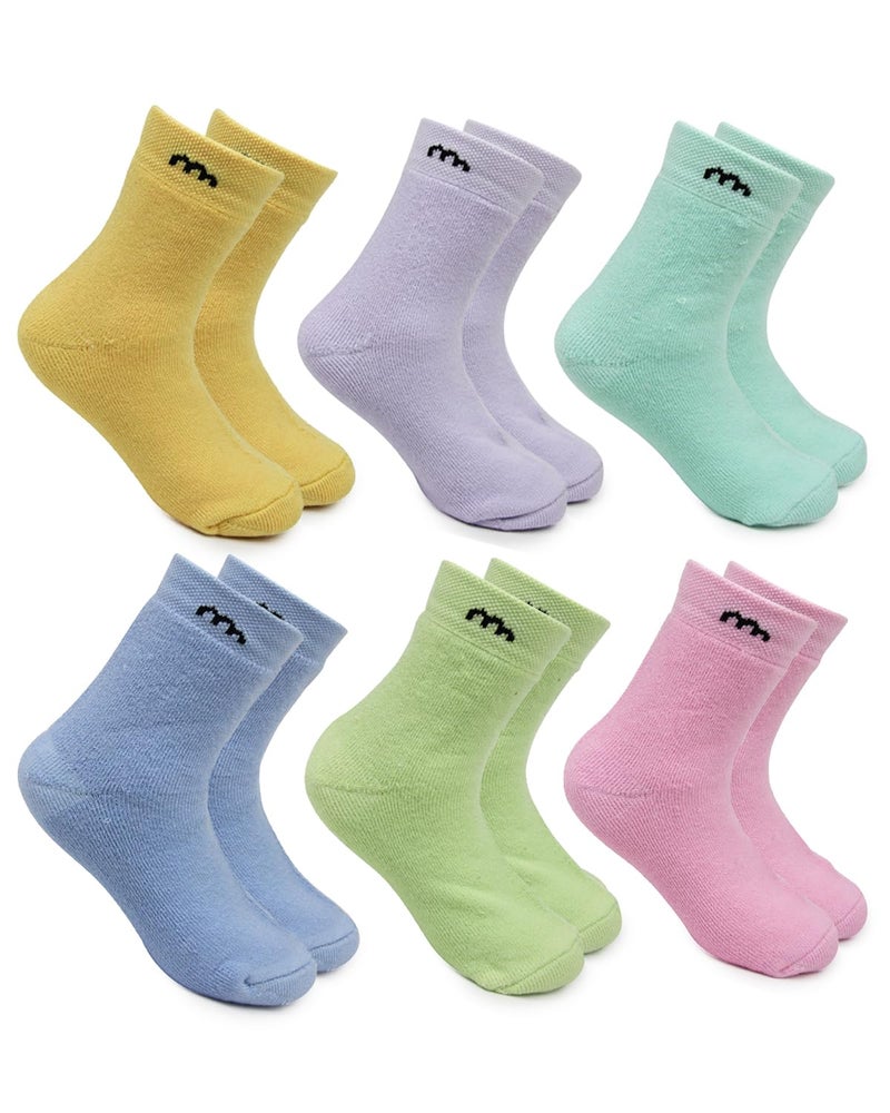 Neska Moda Boys & Girls Pack Of 6 Pair Cotton Ankle Length Socks For 5 To 8 Years (Green,Purple,Pink,Yellow,Blue)-Sk1189 - Image 1