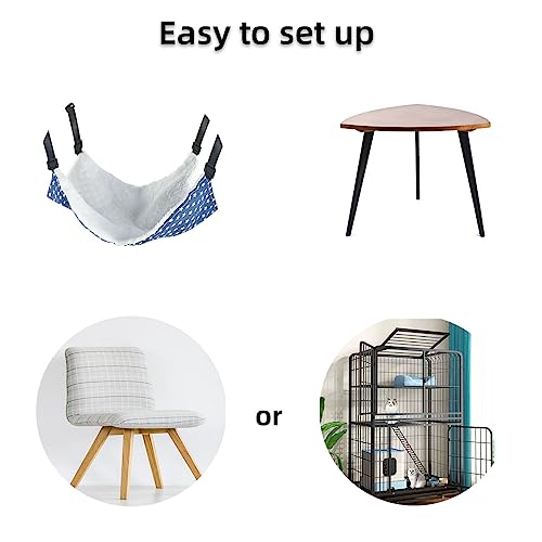 yuntop Pet Hammock for Cage Reversible Cat Hanging Hammock Soft Hanging Bed for Ferret Kitten Puppy Cats Small Dogs Rabbits Small Animals DoubleSided Pet Cage Hammock with Adjustable Straps Plastics Hooks - Image 3