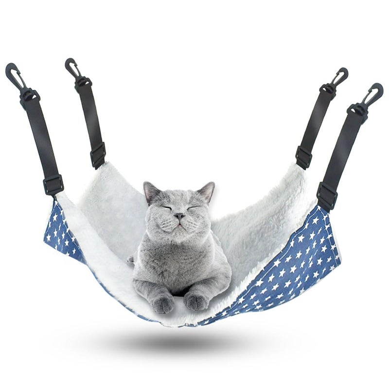 yuntop Pet Hammock for Cage Reversible Cat Hanging Hammock Soft Hanging Bed for Ferret Kitten Puppy Cats Small Dogs Rabbits Small Animals DoubleSided Pet Cage Hammock with Adjustable Straps Plastics Hooks - Image 2