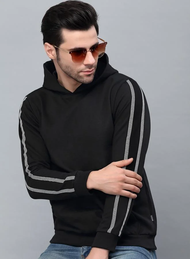 Take Two Men Black Fleece Hoodie with Tape Patch By Rigo