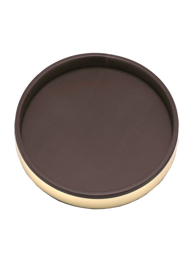 Kraftware Round Serving Tray, 14”, Brown with Brass Color