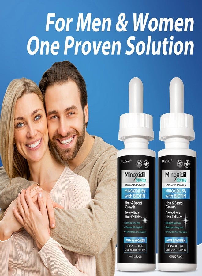 FUZYAT 5% Minoxidil Hair Regrowth Treatment Serum for Men and Women, Biotin & Castor Oil Enriched Hair Regrowth Treatment, Strengthens Weak Roots, Repairs Thinning Hair, 60ml x 2pcs - Image 3